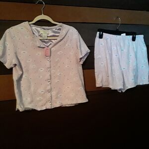 Sonoma Intimates Medium Short sleeve Top With Matching Shorts Purple/silver